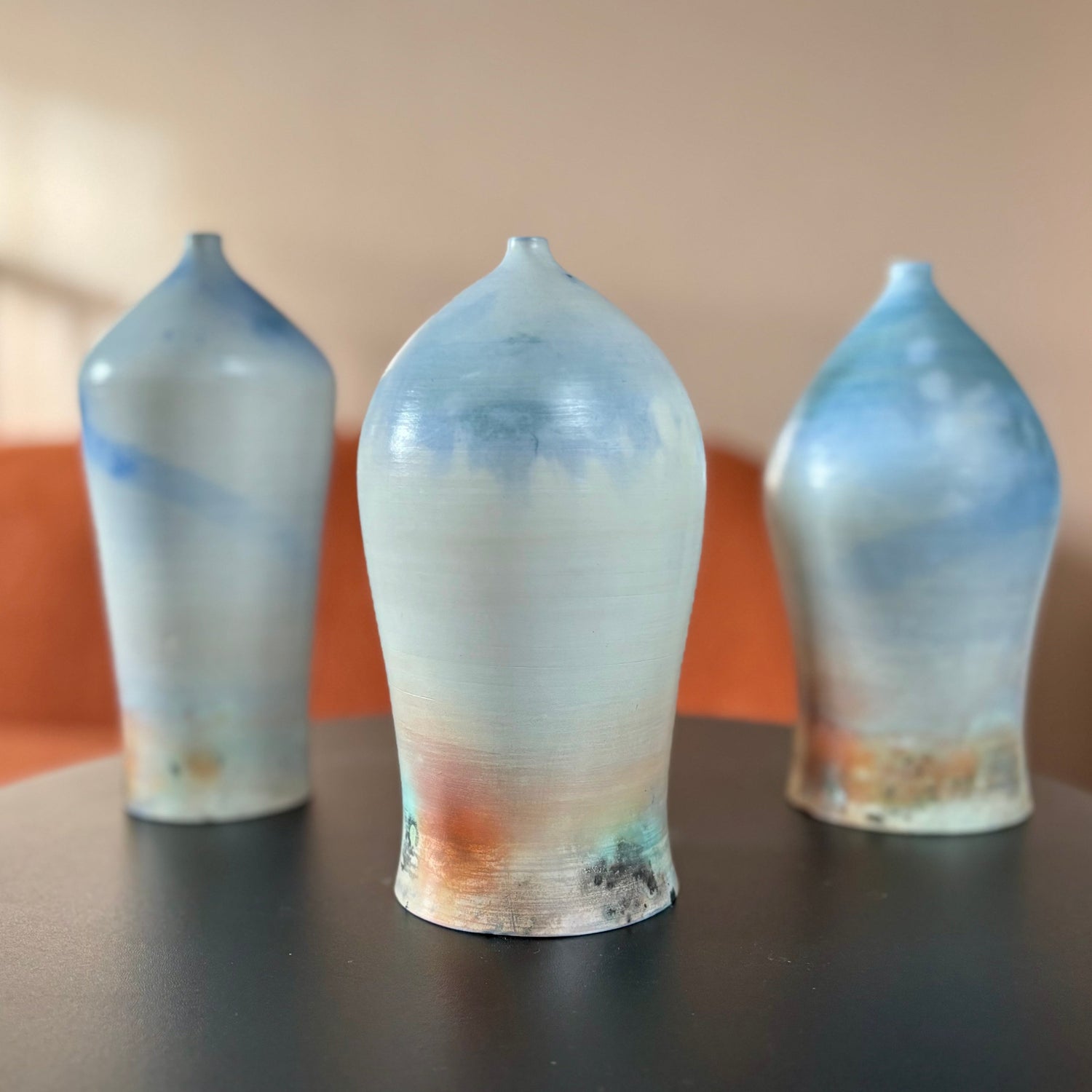 Martian Sunset: saggar-fired porcelain vases